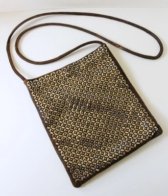 Calleen Cordero Women's Brown Leather Studded Crossbody Strap Bag - Image 1 of 4