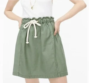 J. Crew 80$ Tie-Waist Pull-On Skirt Green 100% Cotton Size S - Picture 1 of 8