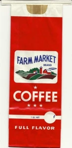 2 Farm Market Coffee Bags 1 Pound Original Vintage Unused Old Warehouse Stock - Picture 1 of 1