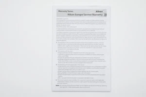 GUIDA NIKON EUROPE SERVICE WARRANTY - (per parti di ricambio) - Foto 1 di 2