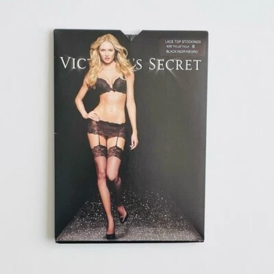Victoria’s Secret TALLA B medias top encaje negro vintage de colección Foto 1 de 3