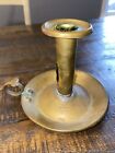 Brass Candle Stick Holder W Drip Tray & Finger Ring Vintage