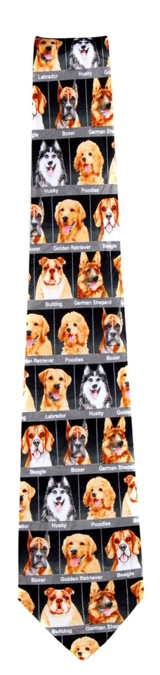 Corbatas divertidas novedosas para hombre negras surtidas razas de perros - nuevas con etiquetas Foto 1 de 1