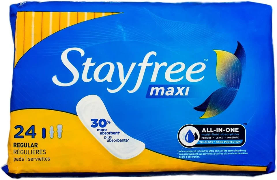 Stayfree Maxi Pads Regular 24 Count UPC 078300070252