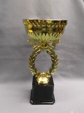 gold metal cup bowl tall trophy award block black base