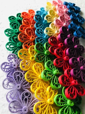 Lot 30 Paper quilling flowers hand made card decoration - 30 flower School Craft - image 1 of 4