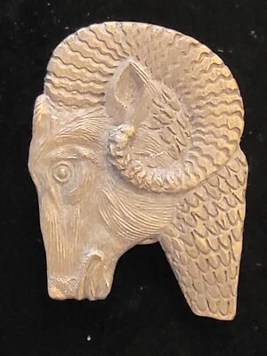 Cabeza Ram JG1 ☆ JR Gris ☆ Indiana Metal Craft ☆ Hebilla de cinturón de metal vintage de los años 70 ♈︎ Foto 1 de 4