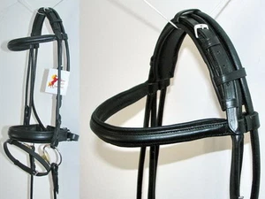 FSS ENROLLADA Alemana Confort Acolchado POLL Manivela Protectora Hannoveria SNAFFLE Brida de Espectáculo - Imagen 1 de 8