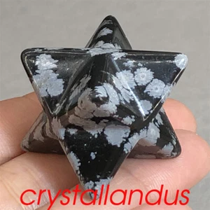 1pcs Natural Snowflake obsidian Merkaba Star Quartz Crystal Skull Gem Reiki 1.5" - Picture 1 of 12
