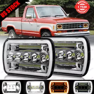 For 1983-1988 Ford Ranger Pair 7X6"inch LED Headlight Hi/Lo Beam DRL Turn Signal - Picture 1 of 15