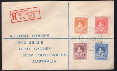 Nauru 1937 1967 registrado KGVI coronación FDC a estampillas australianas Australia Foto 1 de 2