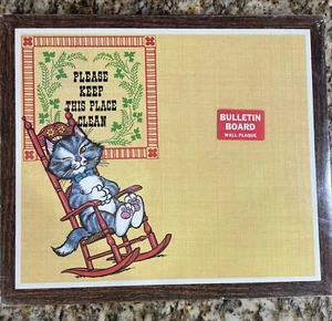 Vintage Cat Cork Bulletin Board 1960's 1970's Wall Plaque NOS Sealed - Picture 1 of 7