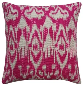 Handgefertigter Baumwollkissenbezug Indische Überwürfe Kantha Kissenhülle Sofa 16x16 Zoll - Bild 1 von 1