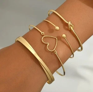 4 Set Golden Bracelet Bangles, Elegant, For Woman/ Girls - Picture 1 of 3