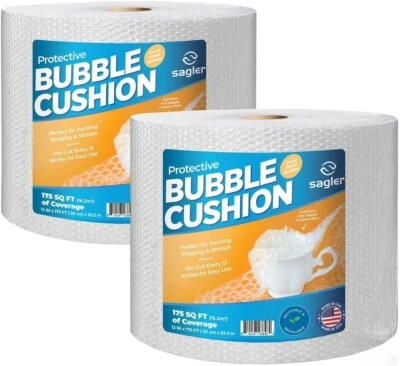 2 Pack Bubble Cushion Wrap 12" x 175 FT – Ideal for Packing & Moving - Image 1 of 4