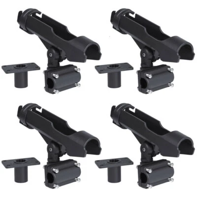4 Pack Fishing Pole Rod Holder Tackle Adjustable Side Rail Mount For Kayak Boat - Image 1 of 4