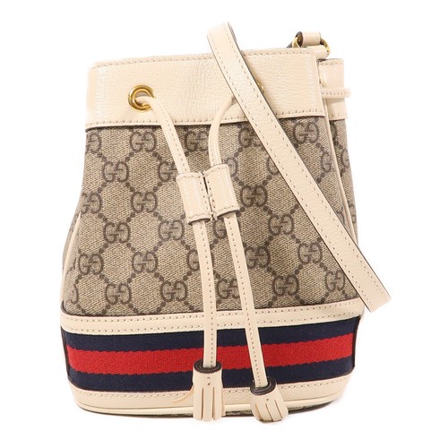 Borsa a tracolla Gucci GG GHW Ophidia GG Mini secchiello 550620 tela rivestita marrone