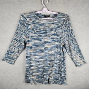 Lane Bryant Woman Sweater 18 20 Multicolor Knit Cutout Chest  Blue Green - Picture 1 of 17