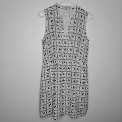 Vestido Madewell Seda 10 Nora Estampado Paisley Mini Cuello Dividido Sin Mangas Bolsillo Foto 1 de 4