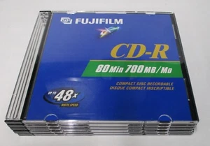 New FUJIFILM Recordable 700MB Data Capacity 80min 48X CD-R Disc Slim Case 5-Pack - Picture 1 of 1