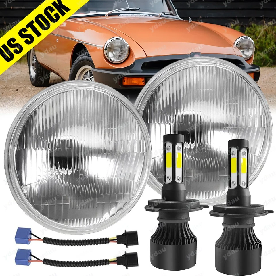 2件装7英寸圆形LED车头灯高/低光束H4适用于福特猎鹰1960-1970 — 第 1/4 张图片