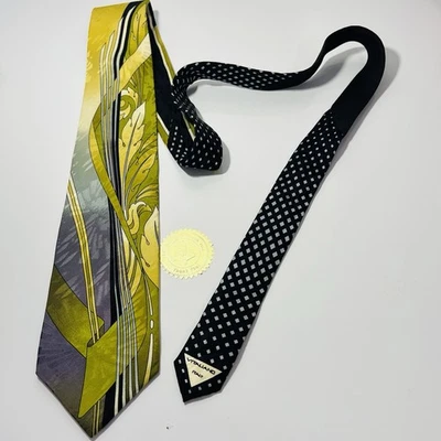 "Corbata de lujo de seda contemporánea Vitaliano Pancaldi verde, negra y gris 61,5 x 3,75""" Foto 1 de 4