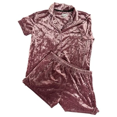 Nicole Miller Burnout Velvet Short Sleeve Top & Shorts Pajamas Sz S - Image 1 of 4