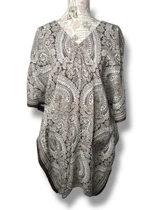 J Mclaughlin Playa Coverup Brown And White Caftan M/L $178 - Bild 1 von 11