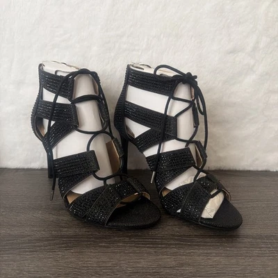 Thalia Sodi Women's Sandy Lace-Up Stiletto Sandals Size 9.5 Black - Image 1 of 3