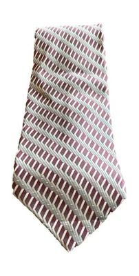 Corbata De Colección Geoffrey Beene 100% Seda Borgoña Beige Geométrica Resistente a Manchas REPP Foto 1 de 4