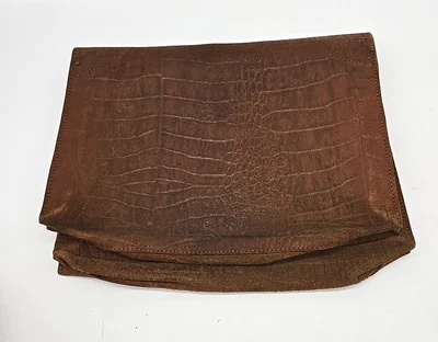 Carpeta de cuero envejecido vintage porta documentos estuche de archivos portafolio 2 bolsillos Foto 1 de 4