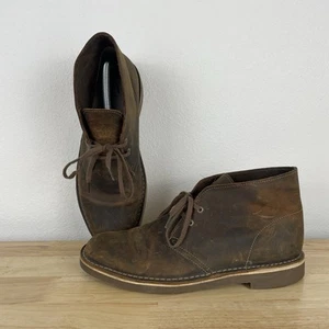 Clarks Bushacre 2 Hombres Talla 9 Marrón Cuero Chukka Desierto Botas Informales 15522 Usadas en Excelente Condición - Imagen 1 de 12