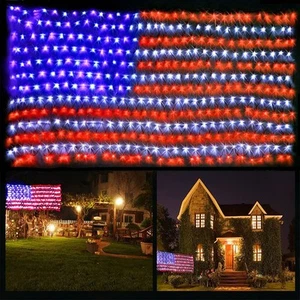 (New) American Flag Lights, 420 LED USA Flag Net Lights, Outdoor Waterproof P... - Picture 1 of 7