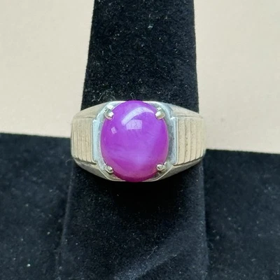 Star Ruby lab created Ring 925 Sterling Silver Sz 9 - Image 1 of 4