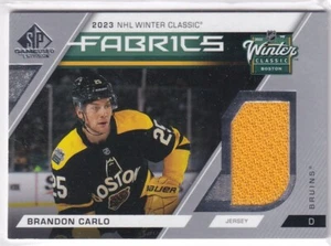 Parche amarillo de telas Brandon Carlo Upper Deck SP juego usado 2023-24 NHL WC-10 - Imagen 1 de 2
