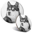 Mouse Mat & Coaster Set - BW - Siberian Husky Dog Puppy  #38643