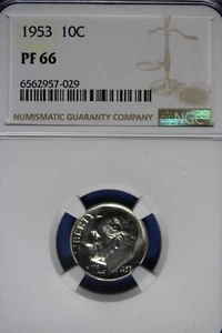1953 NGC 10C PF66 ROOSEVELT DIME #B49891 - Picture 1 of 2
