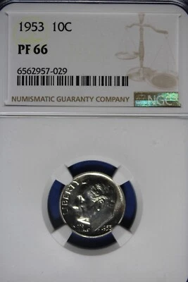 1953 NGC 10C PF66 ROOSEVELT DIME #B49891 - Image 1 of 2
