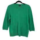 Talbots Sweater Women's Size XLP 3/4 Sleeve Cashmere Kelly Green Crew Neck