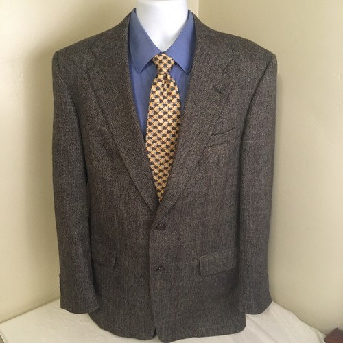 Cappotto sportivo Burberrys uomo Super 100s lana 40L 40 L 2 bottoni grigio spina di pesce FS!