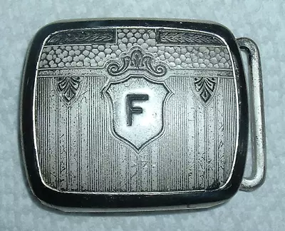 Art Deco era  'SILVER PLATE' 'F' Monogram BELT BUCKLE - Image 1 of 3