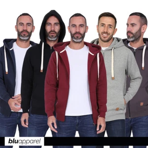 Herren Kapuzenpullover mit Reißverschluss Vlies Kapuzenpullover gemütlich warm schwarz marineblau anthrazit Port S M L XL 2XL - Bild 1 von 25