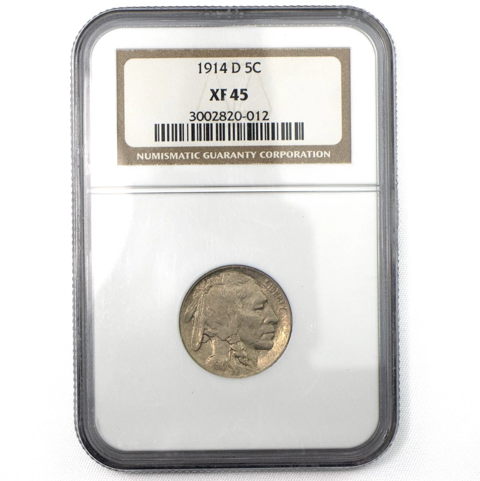 1914-D Buffalo Nickel 5c NGC XF45 Denver Mint Superb Strong Strike - Image 1 of 2