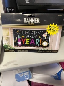 "Happy New Year" Giant Plastic Party Decoration Banner Multicolor Party Supply - Picture 1 of 2