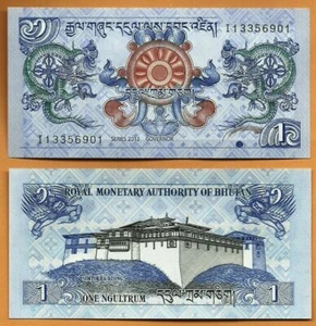 BHUTAN 2013 UNC 1 Ngultrum Banknote Paper Money Bill P-27b - Imagen 1 de 1
