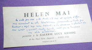 HELEN MAI Autographe Signé 1965 PEINTRE GALERIE LUCY KROHG ART ABSTRAIT Rare - Picture 1 of 2