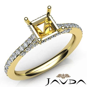 Princess Diamond Engagement Pave Setting Semi Mount Ring 14k Yellow Gold 0.65Ctw - Picture 1 of 7
