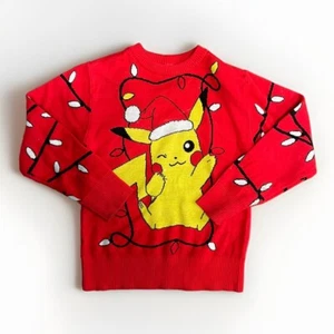 Pokémon Pikachu Christmas/Winter Sweater Size X-Small Red Yellow⚡️ - Picture 1 of 3