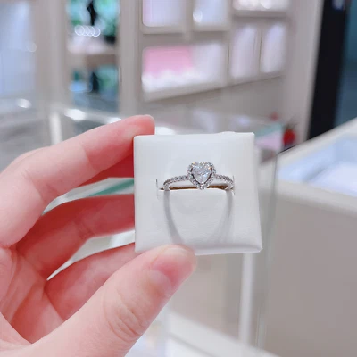 Anello Nuovo Autentico Argento Sterling 925 Argento Scintillante Lussuoso Cuore - Immagine 1 di 4