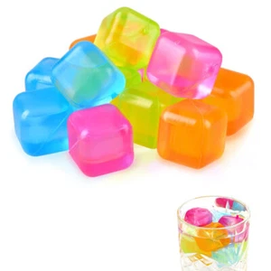 20 Ct Reusable Ice Cubes Refreezable Drinks Non Melting Plastic Cube Whiskey - Picture 1 of 1